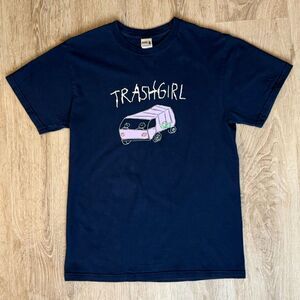 Gildan Trashgirl Graphic T-Shirt Garbage Truck Navy Blue Medium